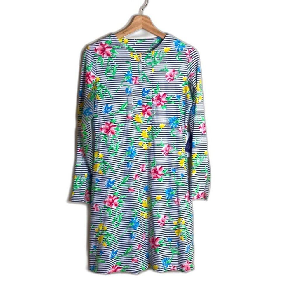 Ibkul Women's Johanna Floral Zip Long Sleeve Crew Dress Size S